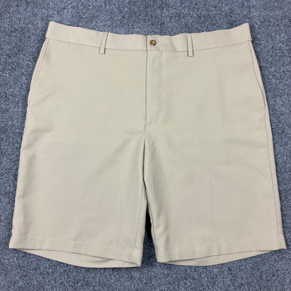 Grand Slam Performance Mens Size 40W Khaki Tan Golf Shorts Flat Front Polyester